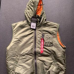 Alpha Industries MA-1 Flight Vest with Hood - Sage Green